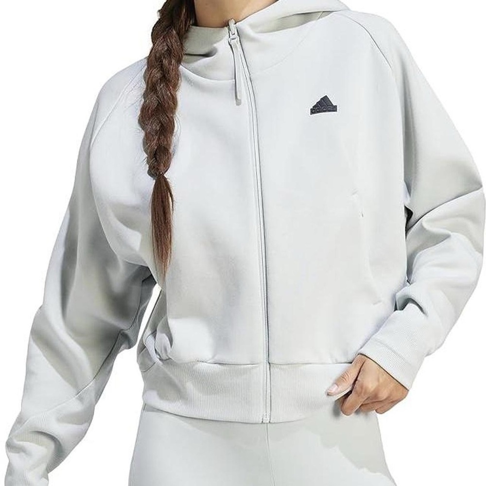 Adidas White Boxy Oversized Long Sleeve Hoodie - Size L